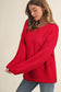 Bow Backless Crewneck Bubble Sleeve Sweater