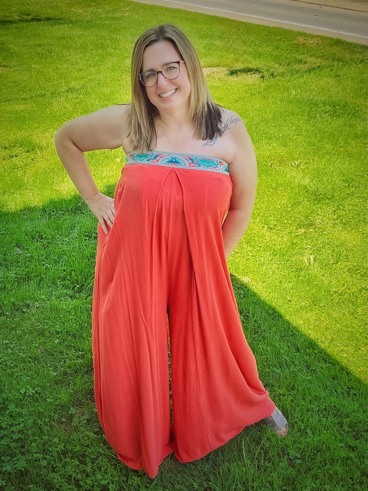 Wide Leg Tube Top Jumpsuit