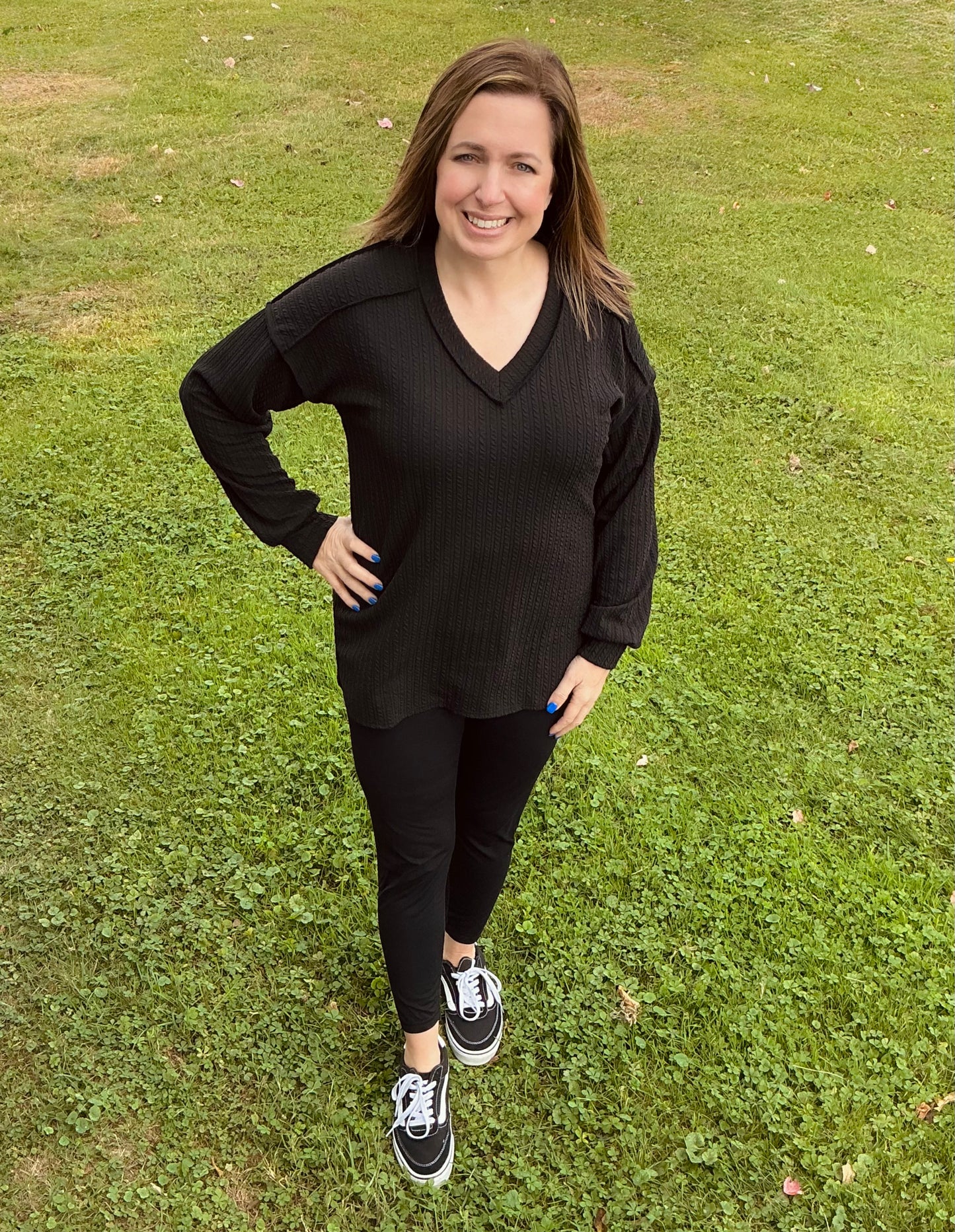 Long Puff Sleeve Solid Top