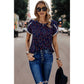 Round Neck Polka Dot Print Petal Sleeve Blouse