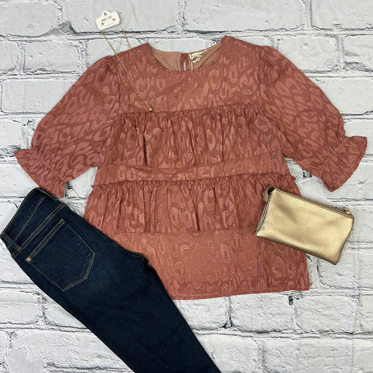 And The Why Leopard Tiered Ruffle Blouse