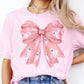Coquette Ghost Girly Pink Ghost Bow Halloween Graphic Tee