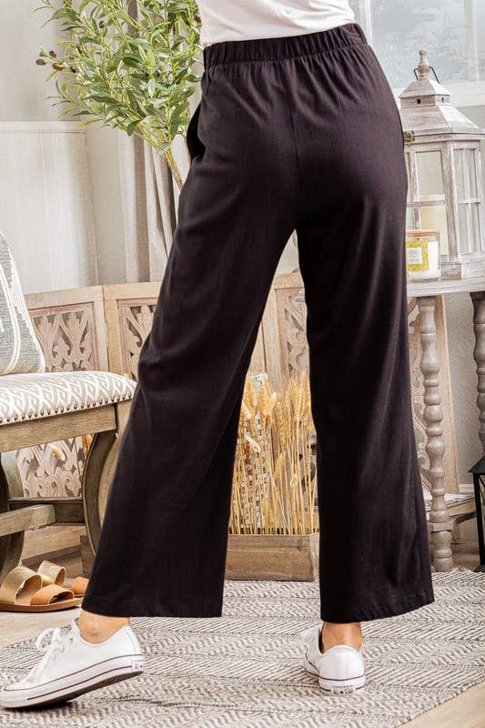 Solid Casual Wide Pants
