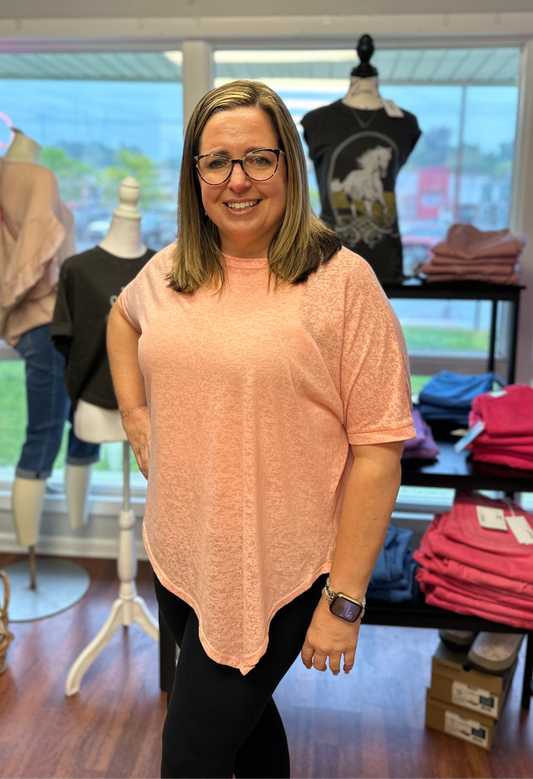 Coral Solid Asymmetrical Top