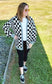 Checkered Open Front Drop Shoulder Cardigan