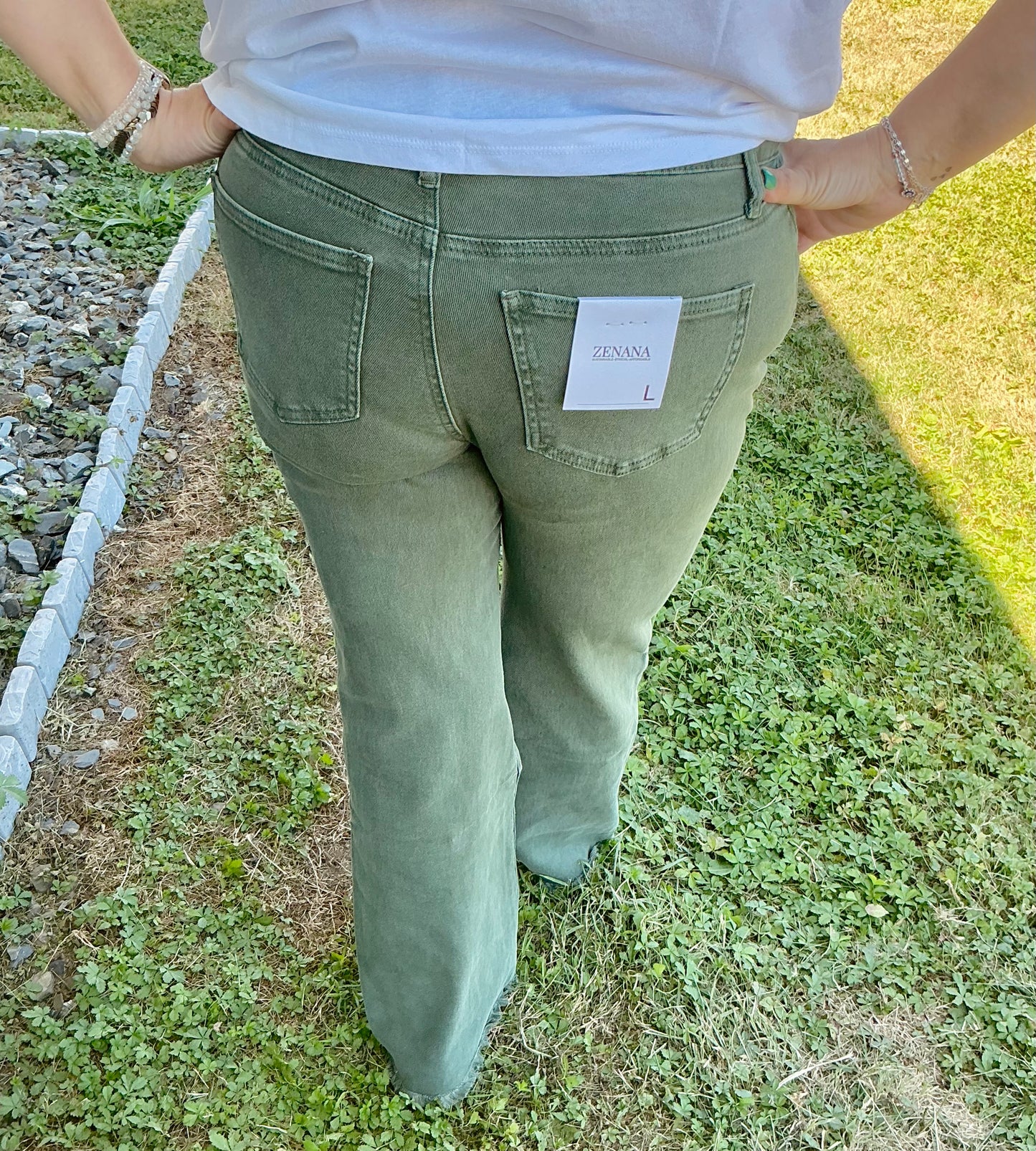 Acid Washed Frayed Cutoff Hem Straight Wide Pants