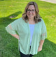 Lace Sleeve Open Cardigan in Sage