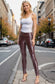 Faux Leather Slim Fit Leggings in Burgundy