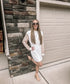 White Sequin Puff Sleeve Shift Mini Dress