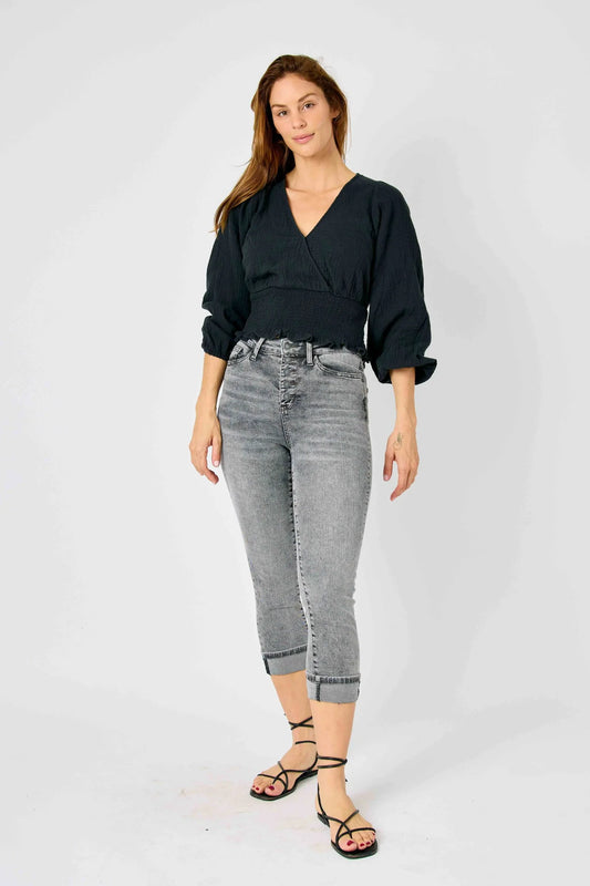 Judy Blue High Waist Button Fly Capri