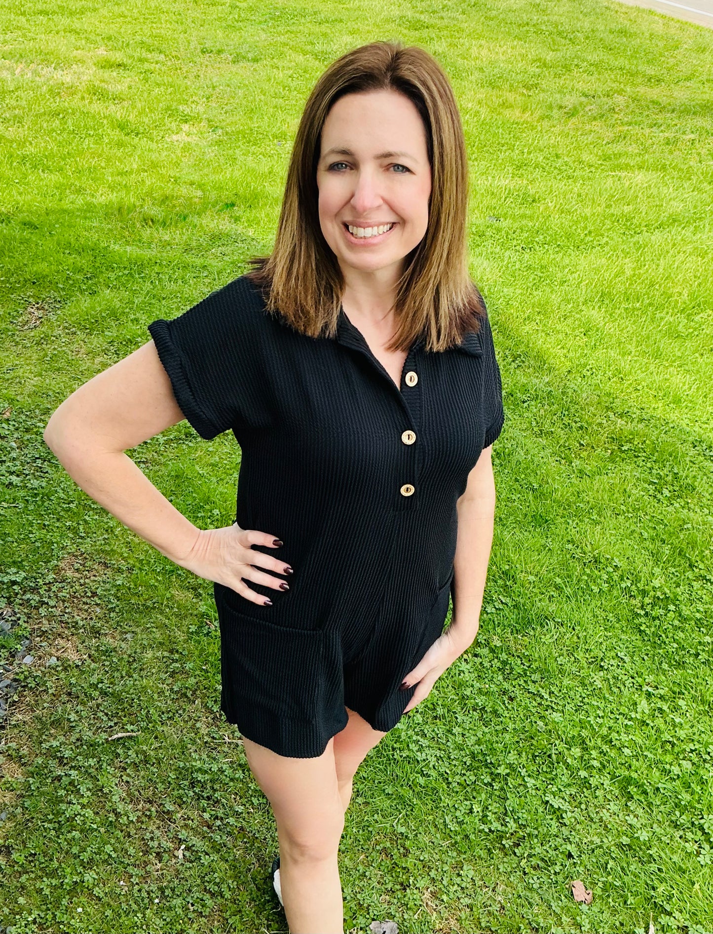 Basic Collar Solid Romper