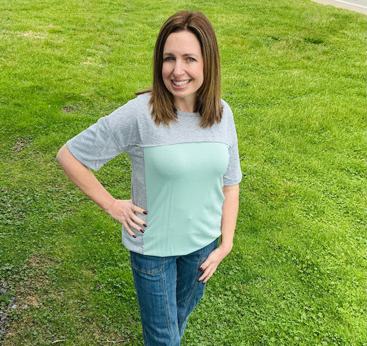 Grey Solid Contrast Top