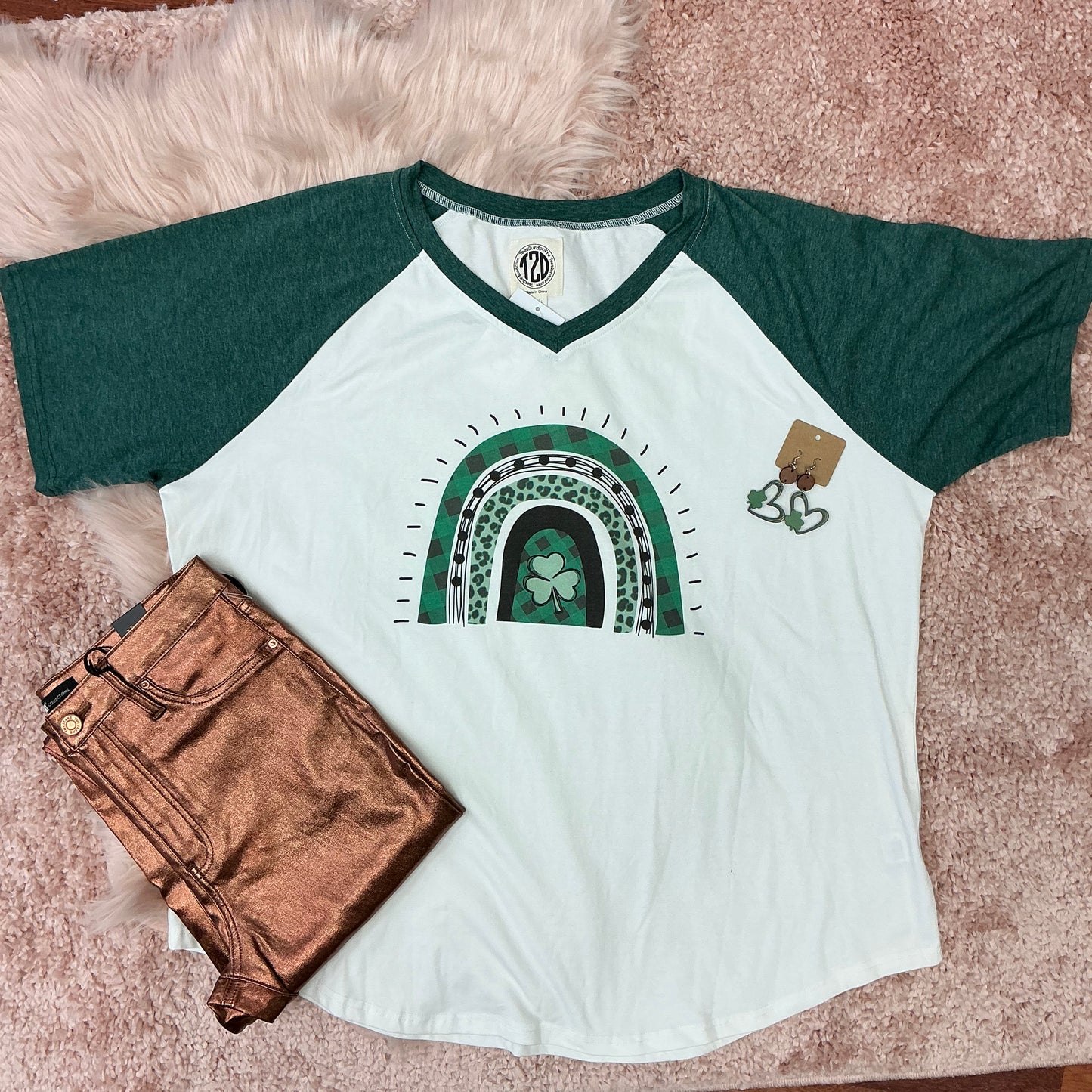 St. Patrick's Day Arches V-Neck Raglan