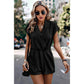 Solid Lapel Neck Dolman Sleeve Romper