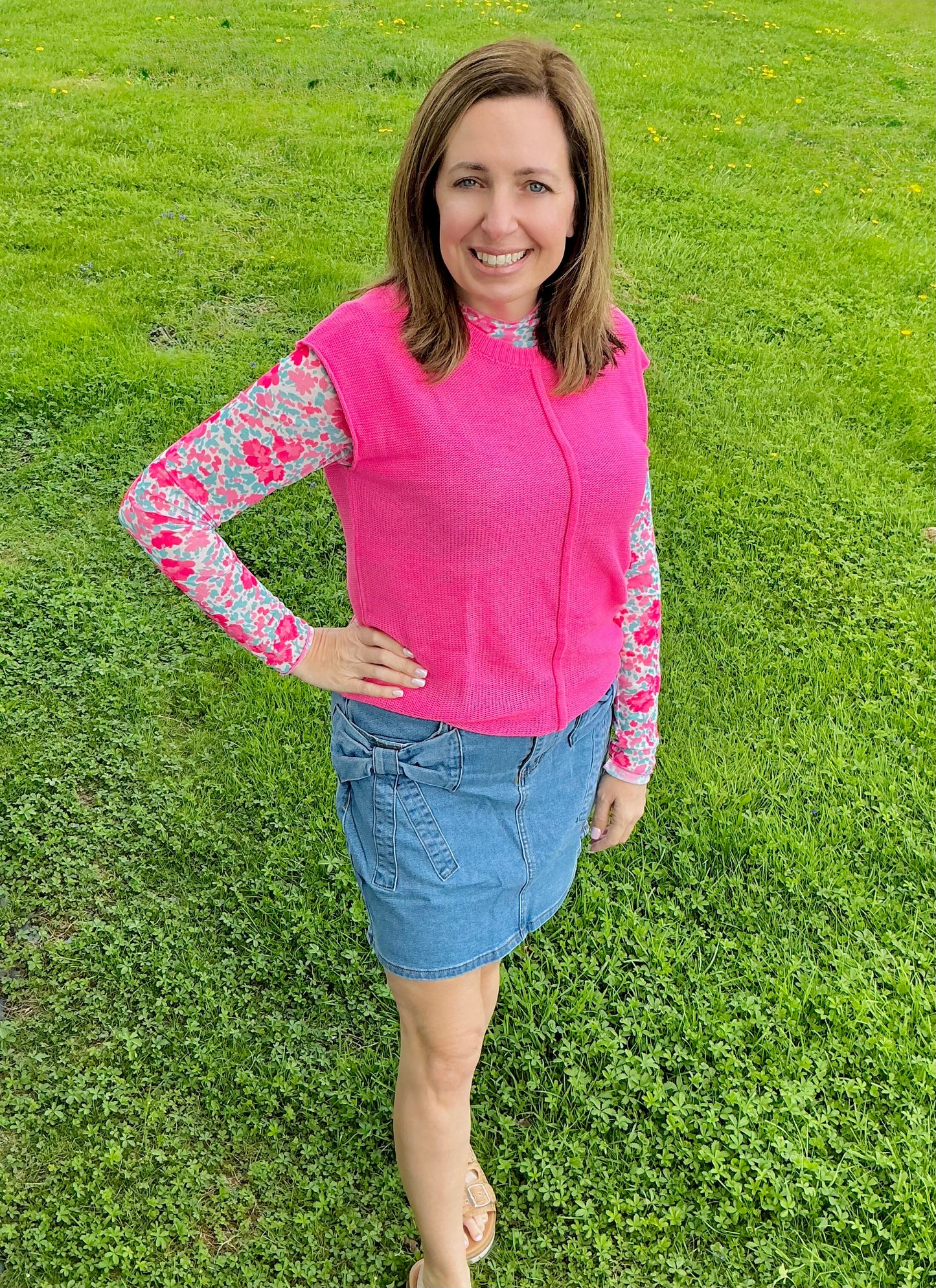 Spring Bloom Cap Sleeve Sweater