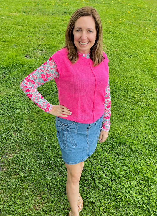 Spring Bloom Cap Sleeve Sweater