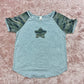 Camo Star Patchwork Raglan Sleeve Top