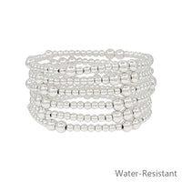 Set of 7 Beaded Water Resistant Stretch Bracelets