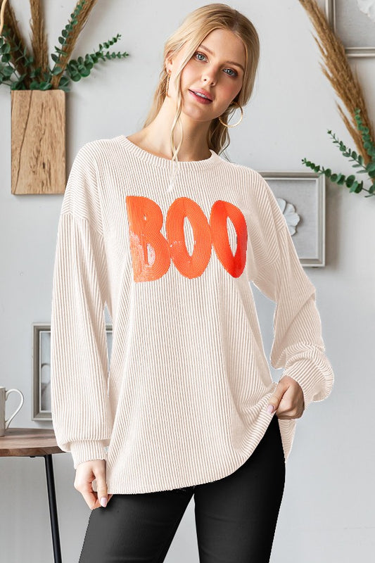 Sequin Boo Halloween Top