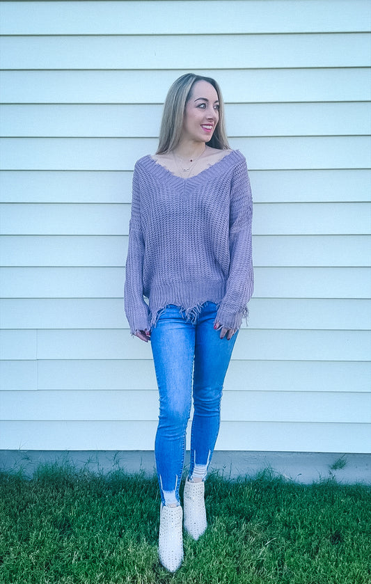 Frayed Neck Sweater