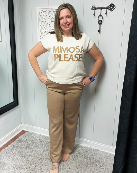 Solid Elastic Waist Pants with Pockets