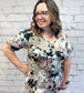 Dolman with Ruffled Multi Color Floral Top