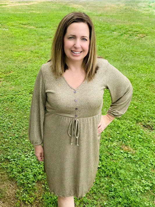 Rib Button Dress
