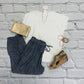 Linen Elastic Waist Pant with Tulip Hem