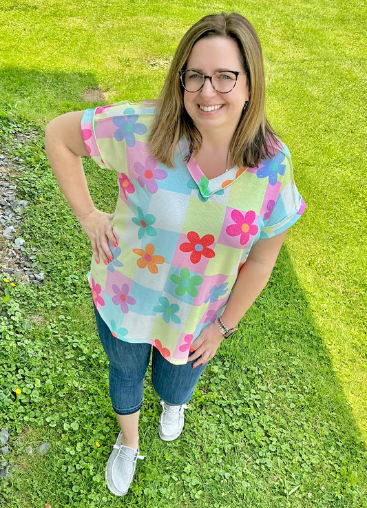 Short Sleeve Floral Print Top