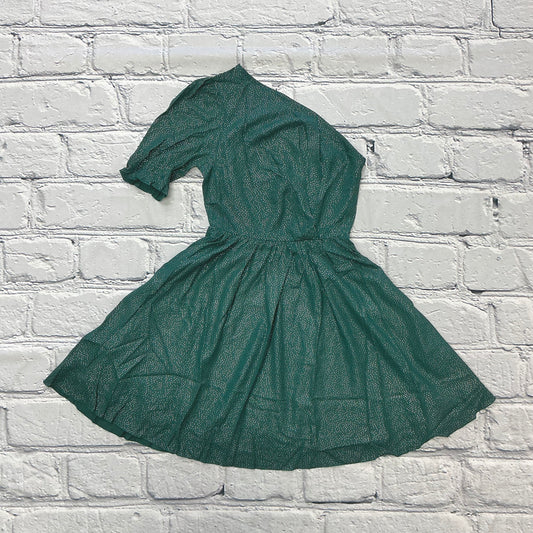 One Shoulder Polka Dot Puff Sleeve Ruffle Dress