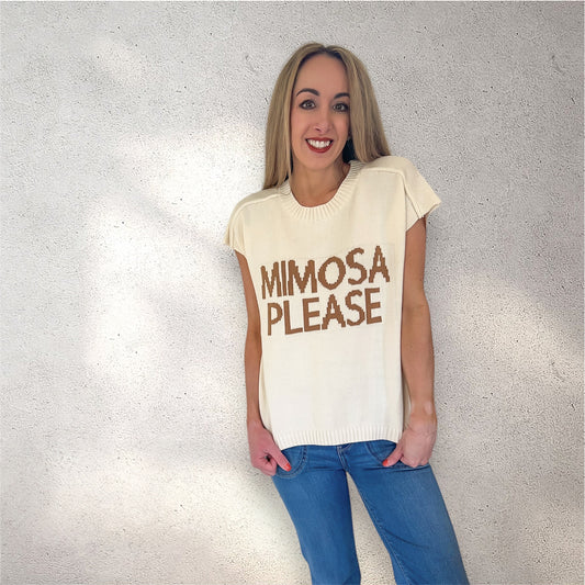 Mimosa Please Short Sleeve Pullover Sweater