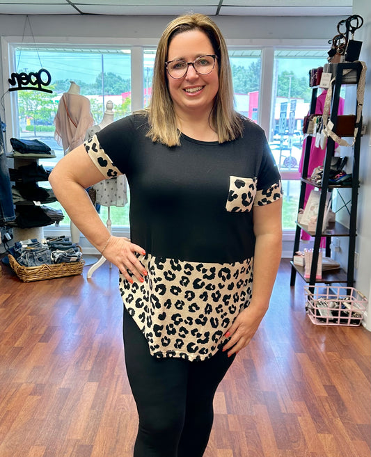 Solid and Animal Top with Front Pocket