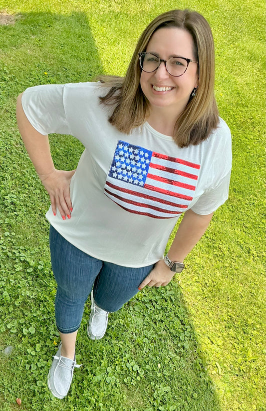 Fourth of July Flag Patch Top