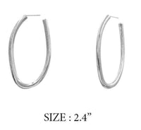 Silver Oval Drop Earring 2.4"