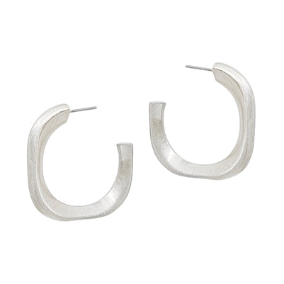 Matte Silver Hoop 1.5" Earring