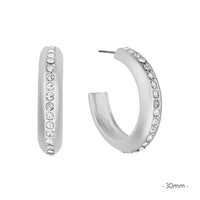 Matte Silver with Rhinestone Accent 1.25" Earring