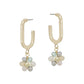 Gold .5" Oval Drop Hoop with Crystal Flower