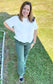 Acid Washed Frayed Cutoff Hem Straight Wide Pants