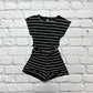 Striped Short Sleeve Drawstring Waist Romper