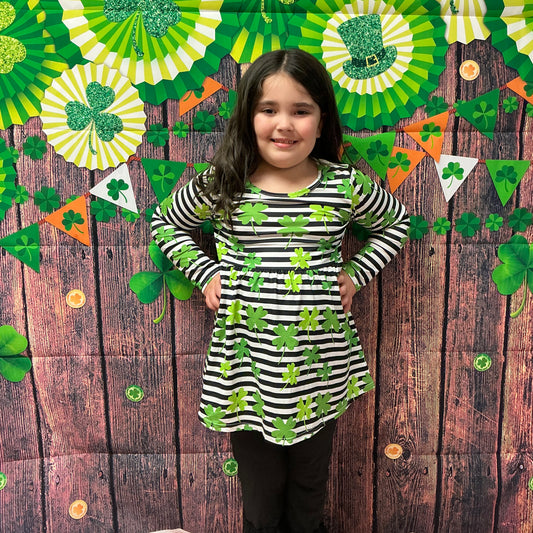 Clovers  & Stripes Ruffle Pants Set