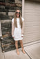 White Sequin Puff Sleeve Shift Mini Dress