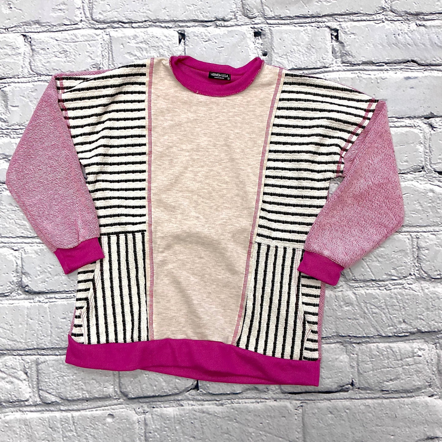 Long Sleeve Stripe Color Block Top