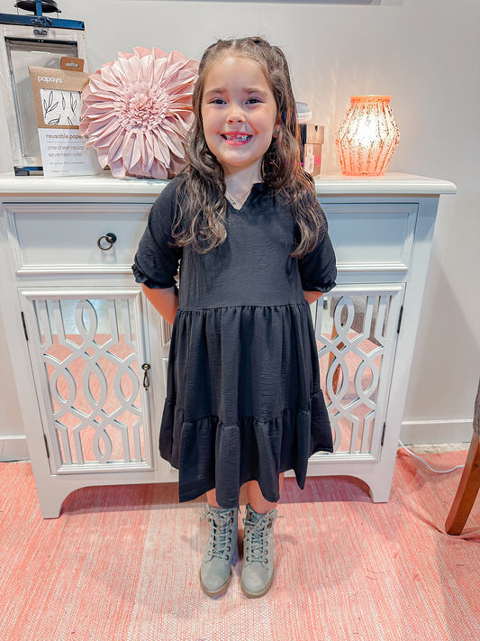Kids Solid Baby Doll Dress