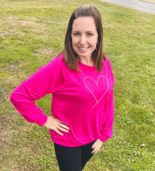 Long Sleeve Solid Top with Rhinestone