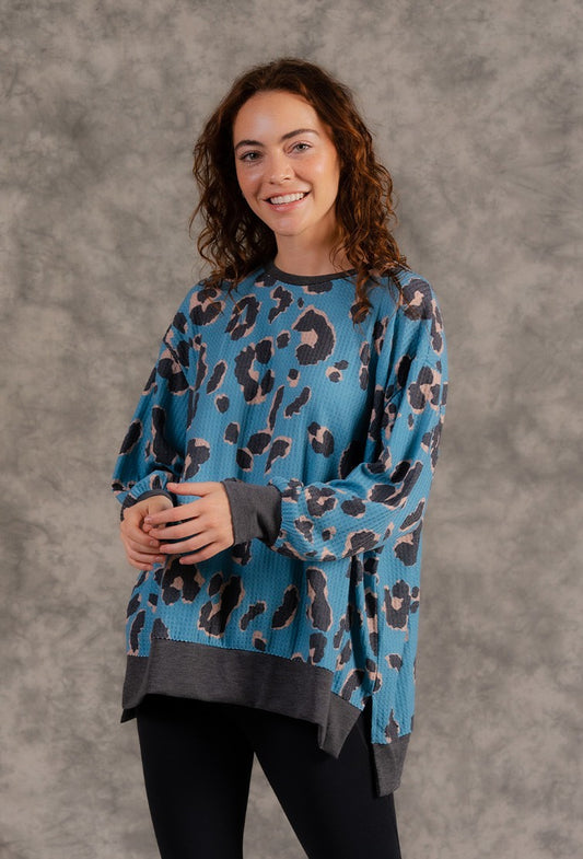 Leopard Pattern Crewneck Top