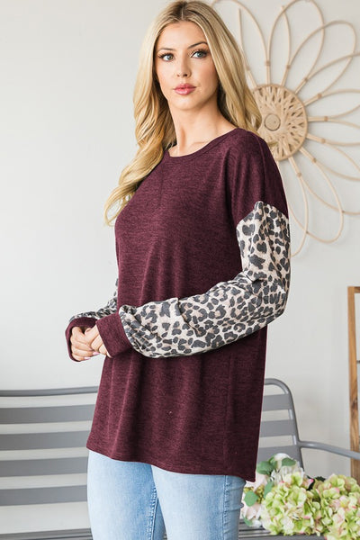 Solid and Animal Long Sleeve Top