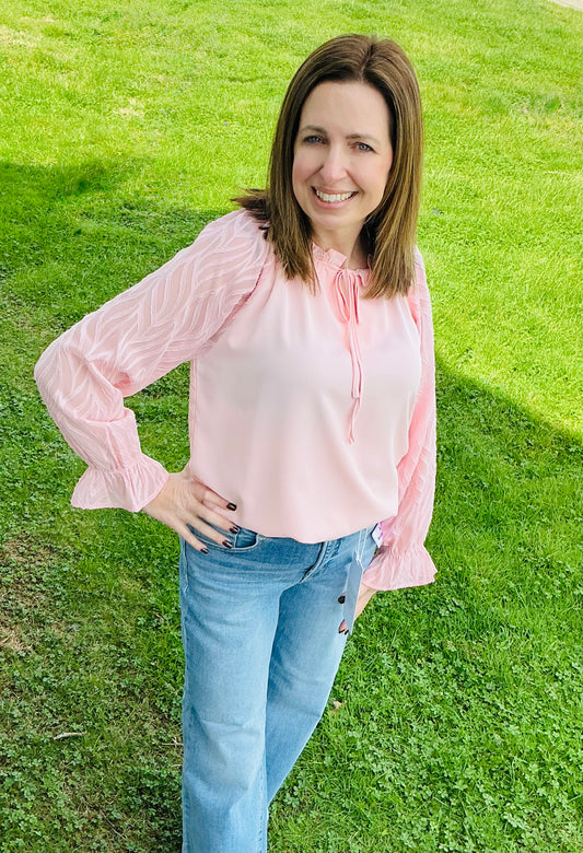 And The Why Leaves Shape Textured Blouse