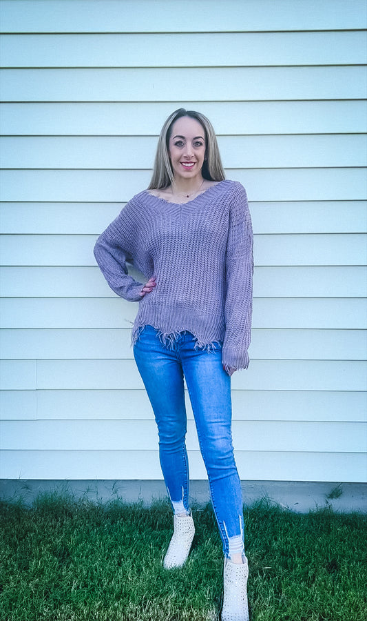 Frayed Neck Sweater