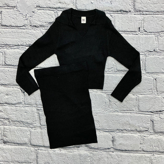 Black Rib Skirt & Top Set