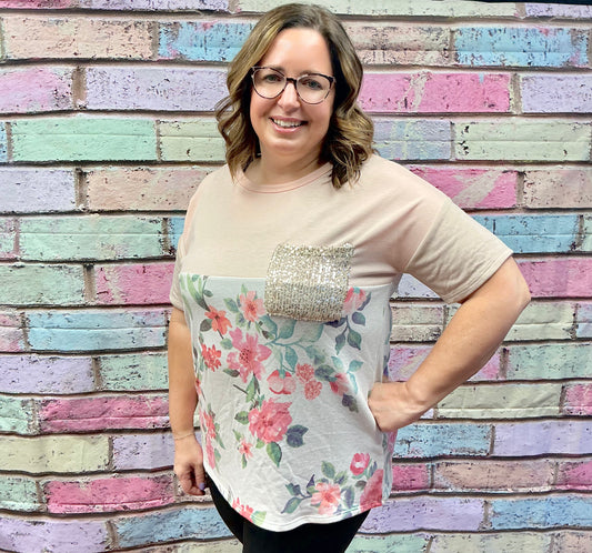 Floral Sequin Top